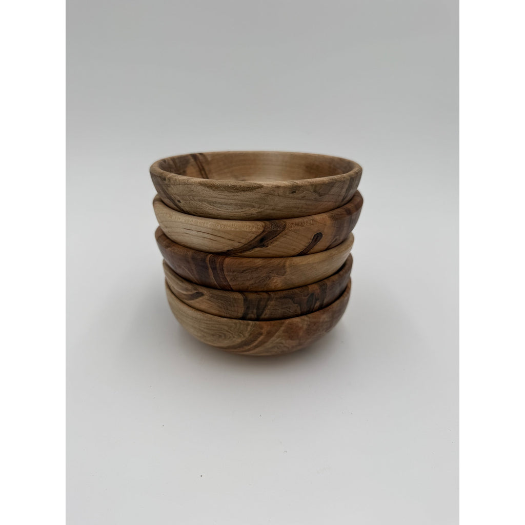 Ambrosia Maple Individual Salad Bowls, Set of 5, Handcrafted Wood, 5.25 x 1.75 Inches, SKU 1467