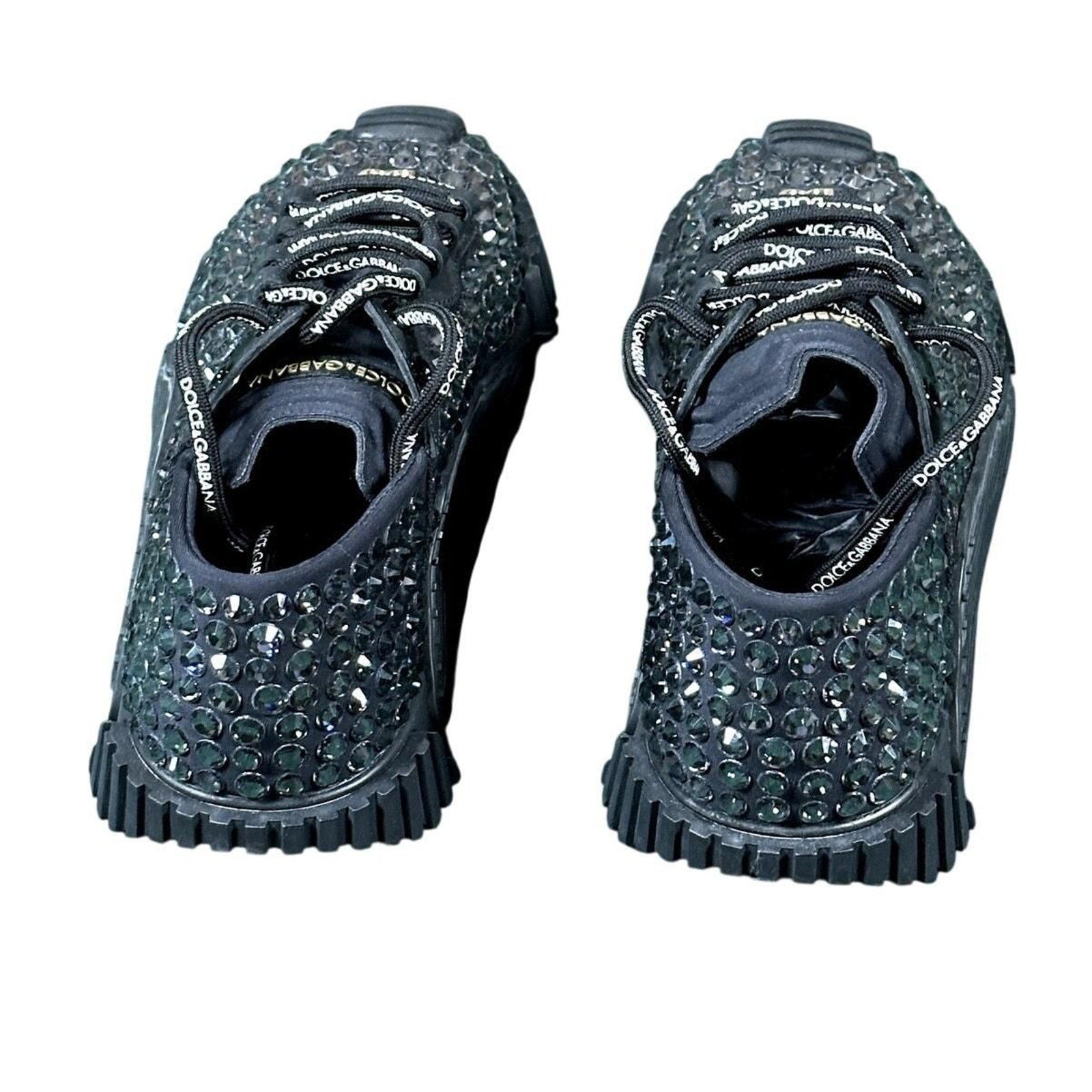 Dolce & Gabbana NS1 Rhinestone Sneakers Black Crystal NIB Size 40.5