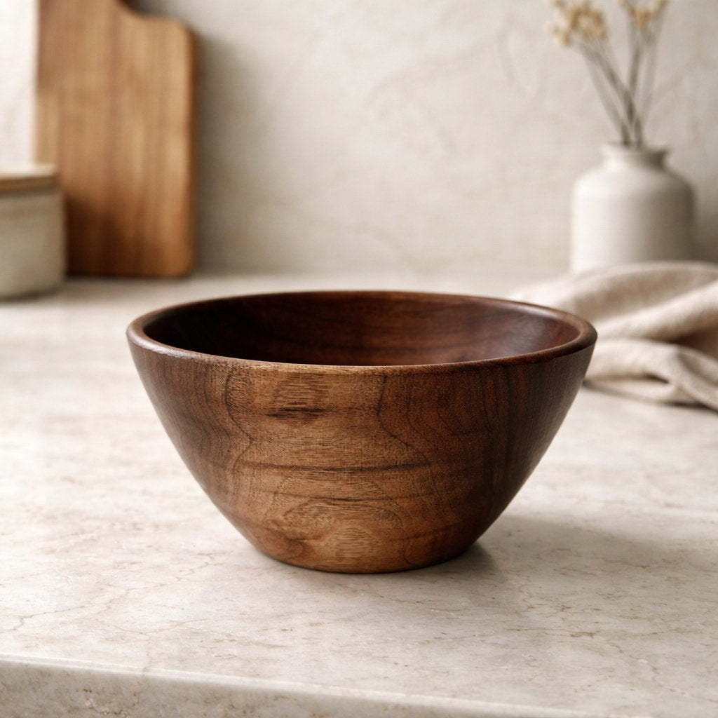 Hand Turned Walnut Wood Bowl 8x5