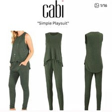 Cabi #5372 Simple Playsuit Jumpsuit Olive Green Women's - Image 1