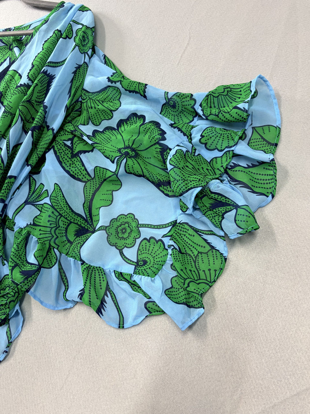 cabi 5815 Derby Dress blue green floral wrap dress slip size S Women's - Image 2
