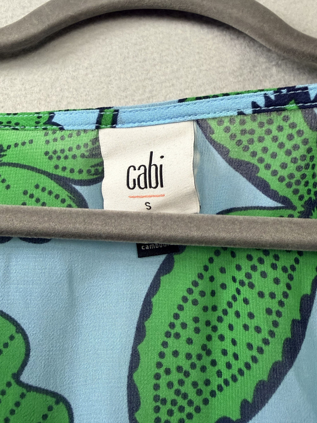 cabi 5815 Derby Dress blue green floral wrap dress slip size S Women's - Image 3