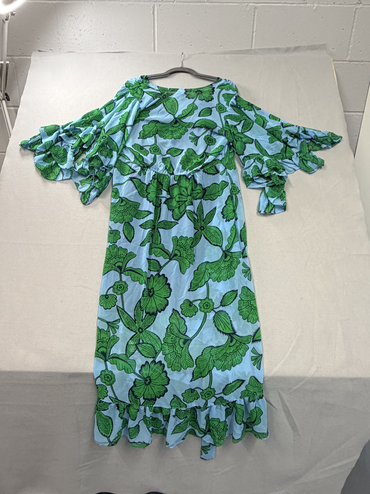 cabi 5815 Derby Dress blue green floral wrap dress slip size S Women's - Image 5