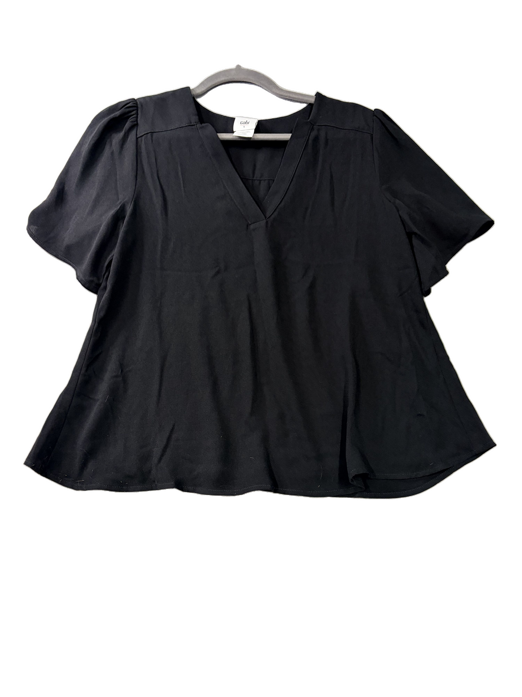 Cabi 6304 Black Essential Top Flutter Sleeve Blouse Size S Women's - Image 1
