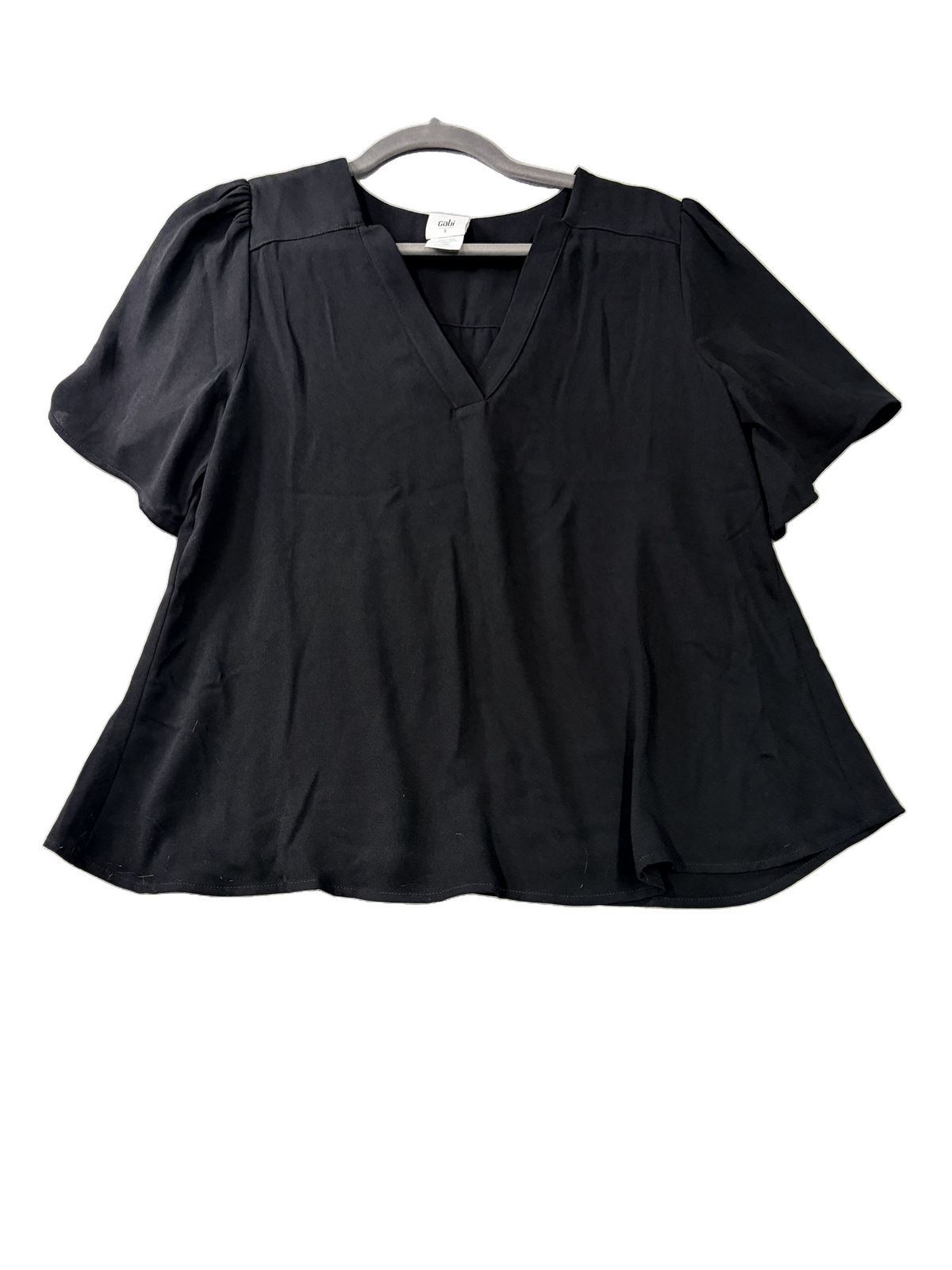 Cabi 6304 Black Essential Top Flutter Sleeve Blouse Size S Women's - Image 1