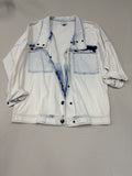 Cabi Drew Jacket White Bleach Wash Denim Snap Button Women's S - Image 1