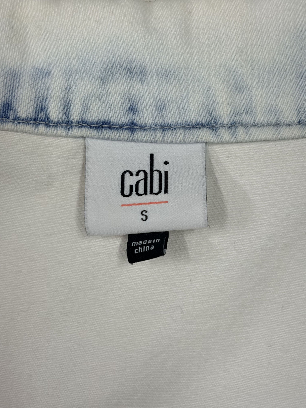 Cabi Drew Jacket White Bleach Wash Denim Snap Button Women's S - Image 3