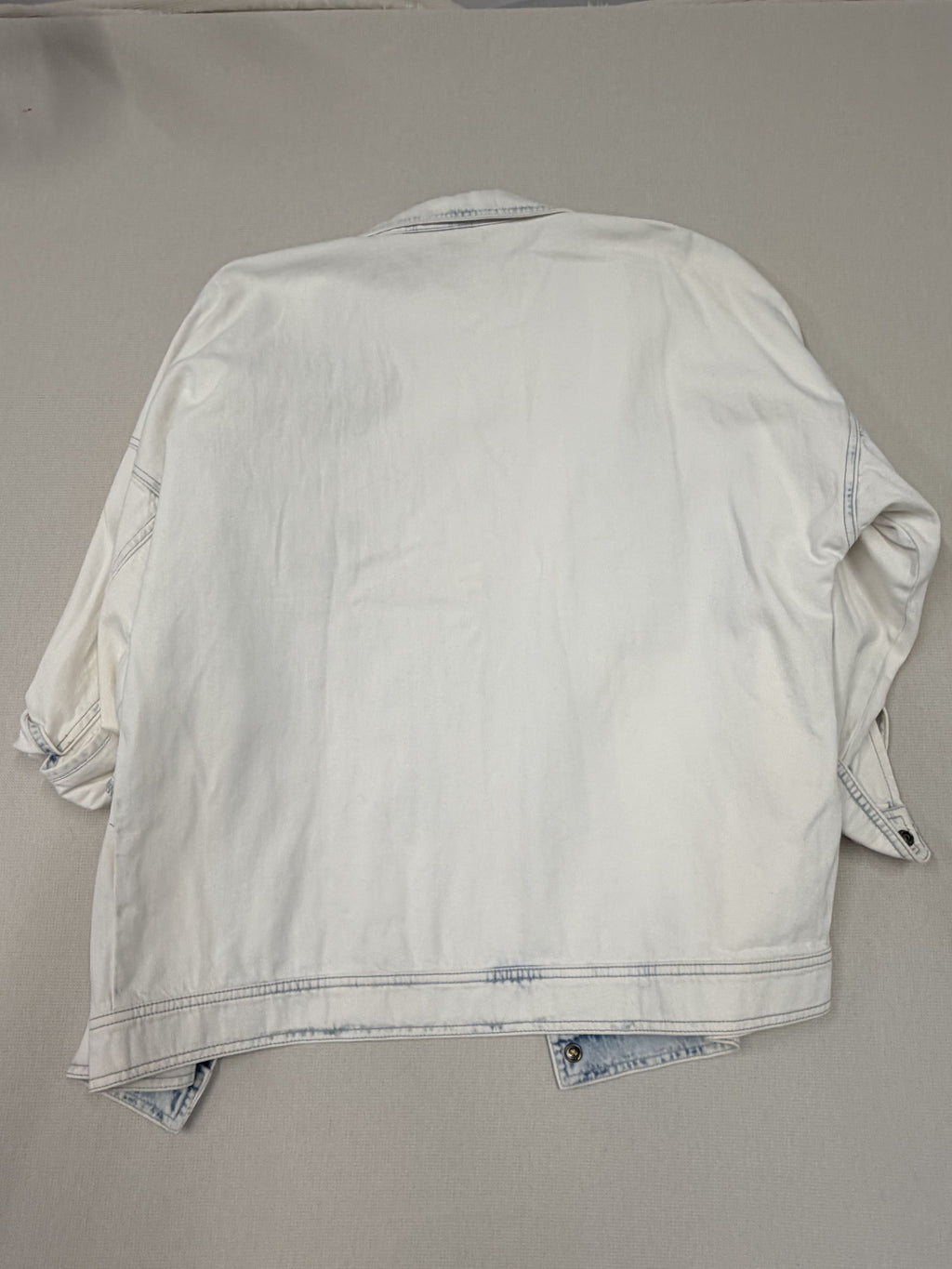 Cabi Drew Jacket White Bleach Wash Denim Snap Button Women's S - Image 5