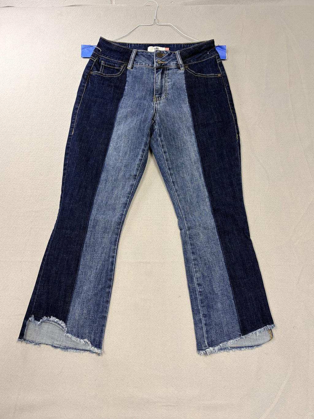 CAbi High-Low Crop 6281 Two-tone Blue Women's Size 6 Jeans - Image 1