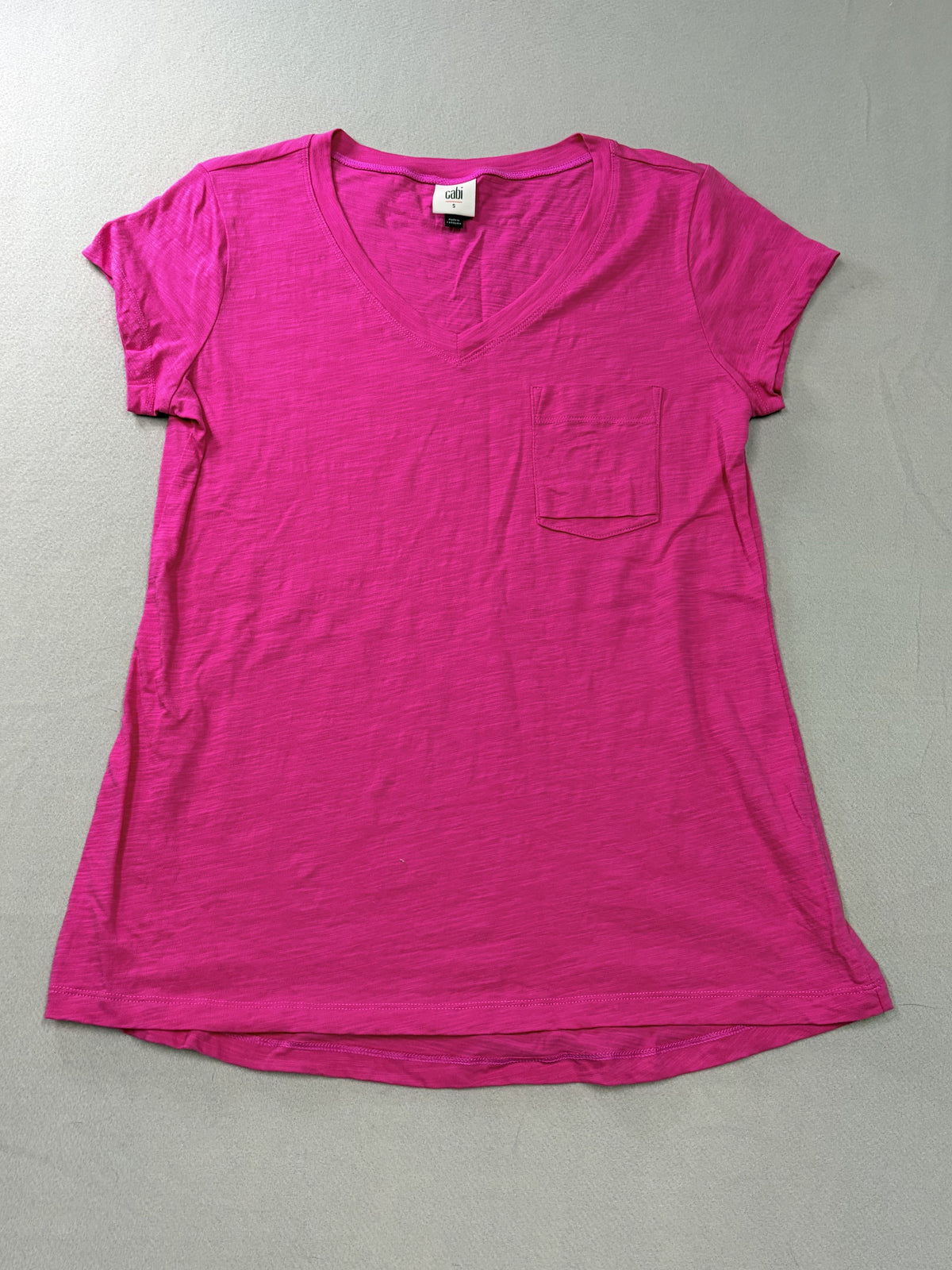 Cabi Notch Tee Bright Pink V-neck Size S Short Sleeve Pocket Women's - Image 1