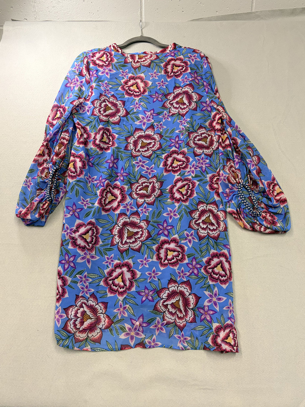 cabi Primrose Dress Blue Floral Geometric Trim M Dress Women's - Image 4