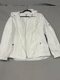 CAbi Race Windbreaker Jacket White Women's Small Zip Snap Hooded - Image 1