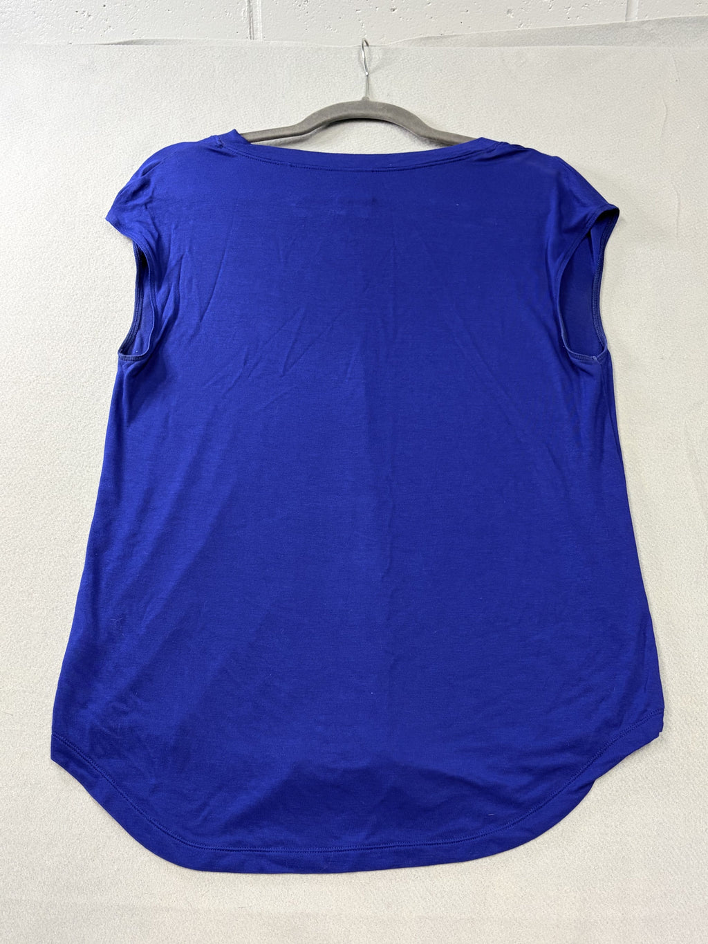 Cabi Royal Blue V-Neck Knit Top Women's Small Short Sleeve High-Low - Image 3