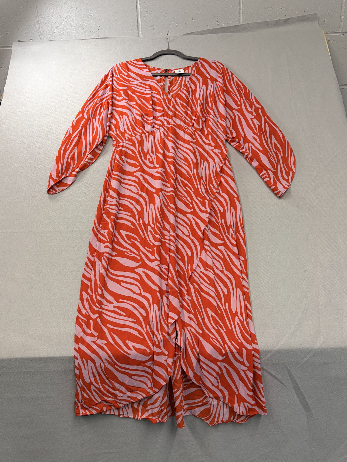 cabi Saunter Dress Orange Pink Zebra Maxi Dress S Long Sleeve Women's - Image 2
