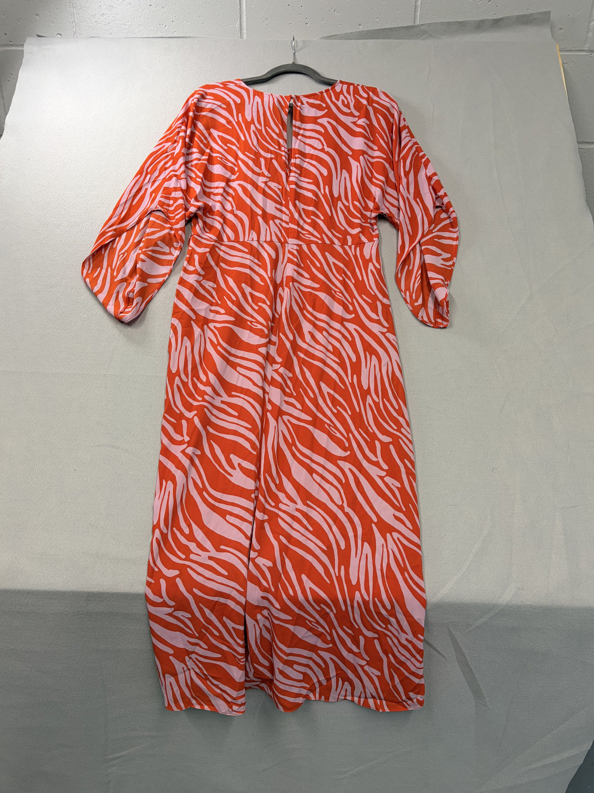 cabi Saunter Dress Orange Pink Zebra Maxi Dress S Long Sleeve Women's - Image 5
