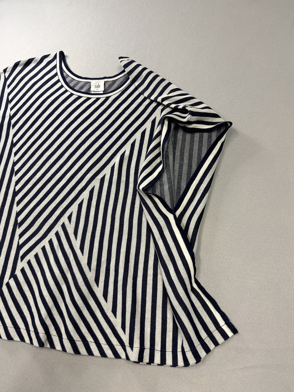 Cabi Siesta Poncho Navy White Stripes Top XS Women's - Image 3