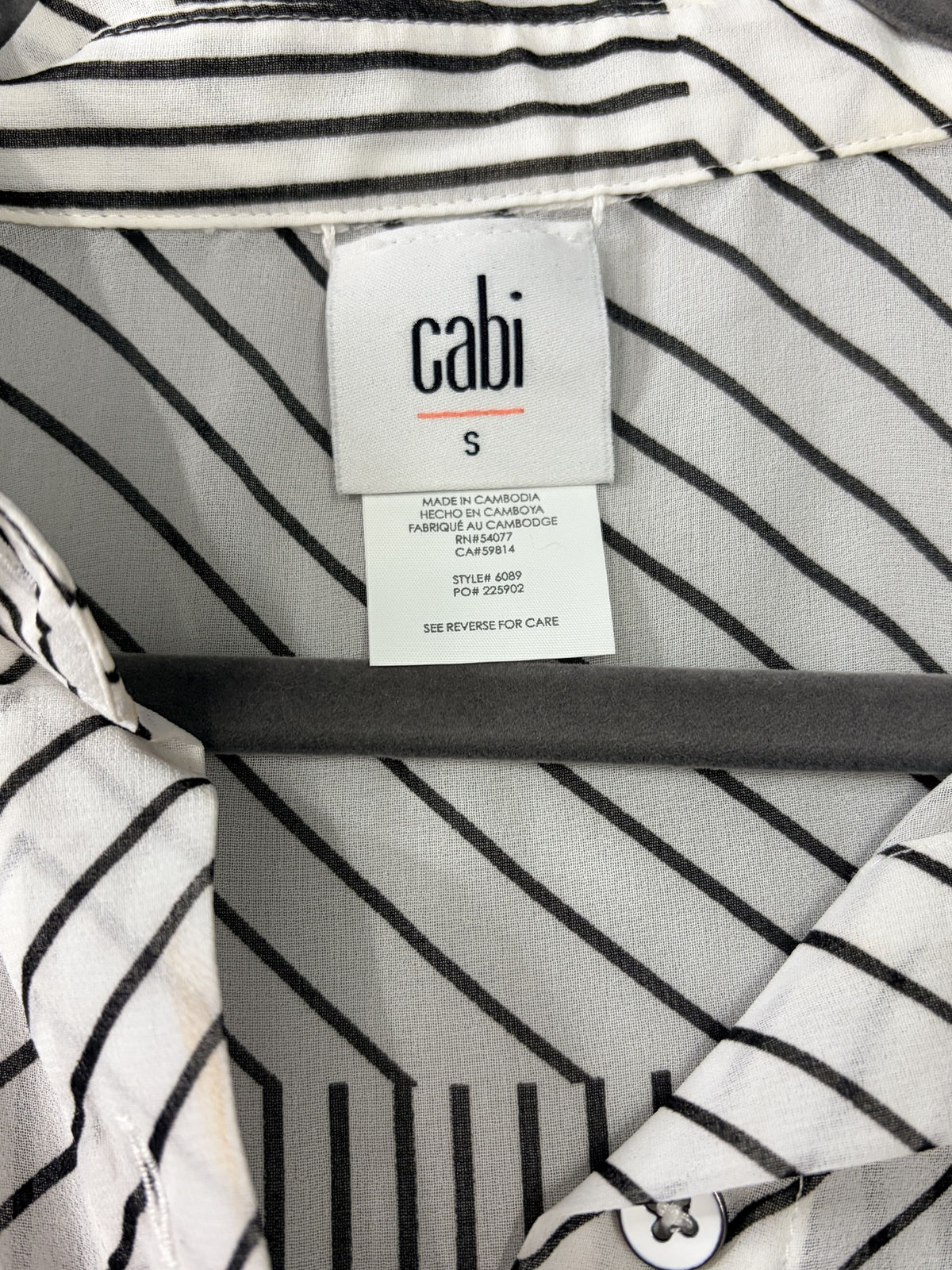 Cabi Style 6089 Button Front Shirt Size S Geometric Stripe Women's - Image 3