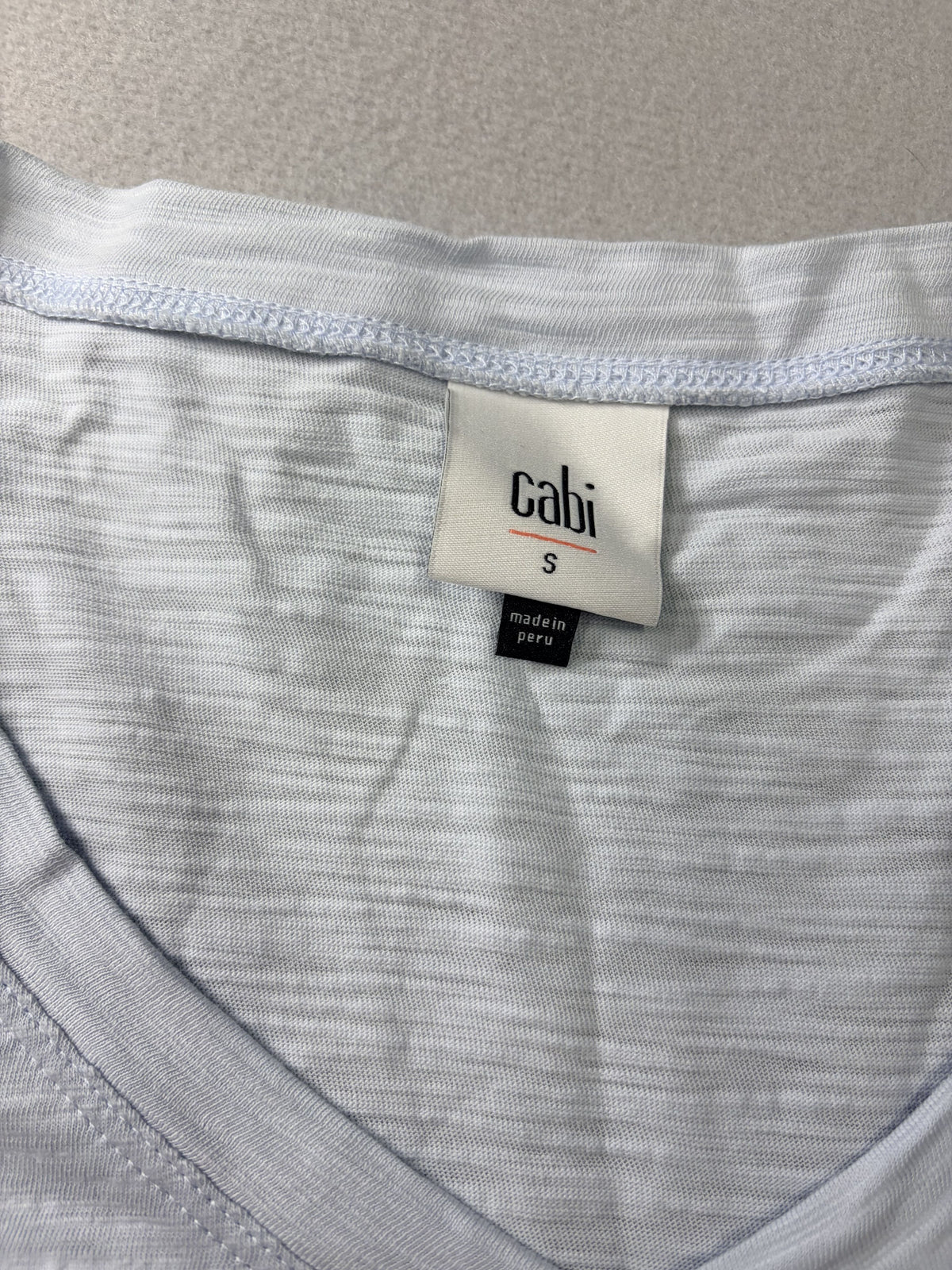 Cabi V-Neck Pocket Tee Size S Light Blue Slub Peru Women's - Image 2