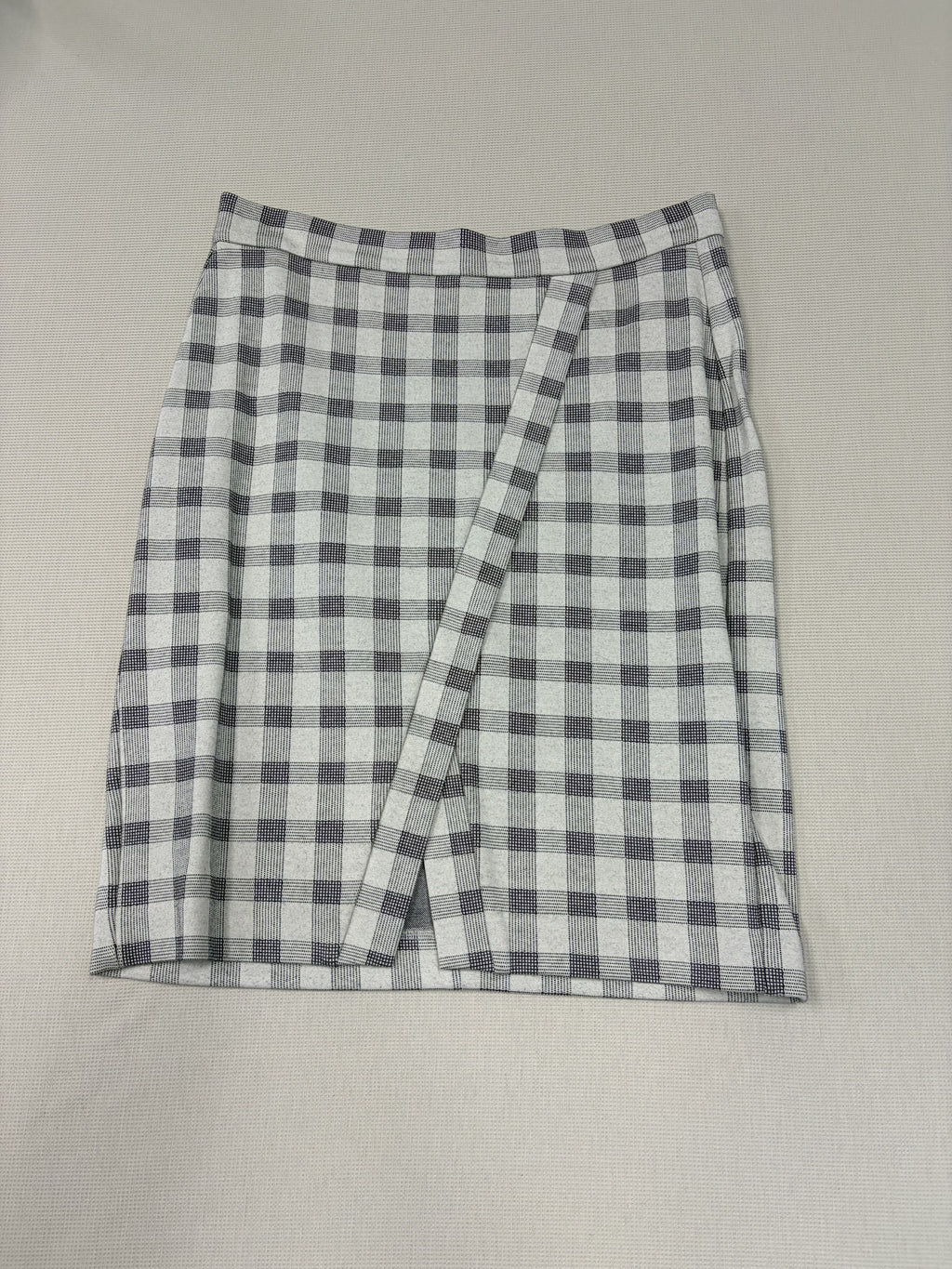 Cabi Valentina Gray and White Plaid Faux Wrap Pencil Skirt Women's - Image 1