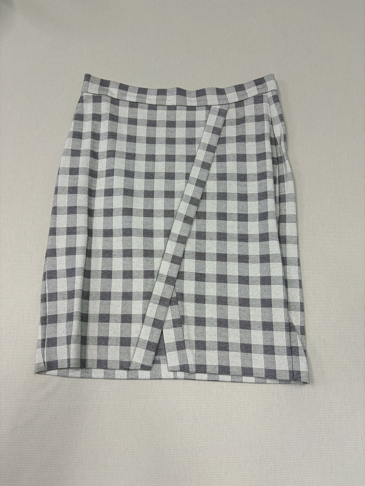 Cabi Valentina Gray and White Plaid Faux Wrap Pencil Skirt Women's - Image 1