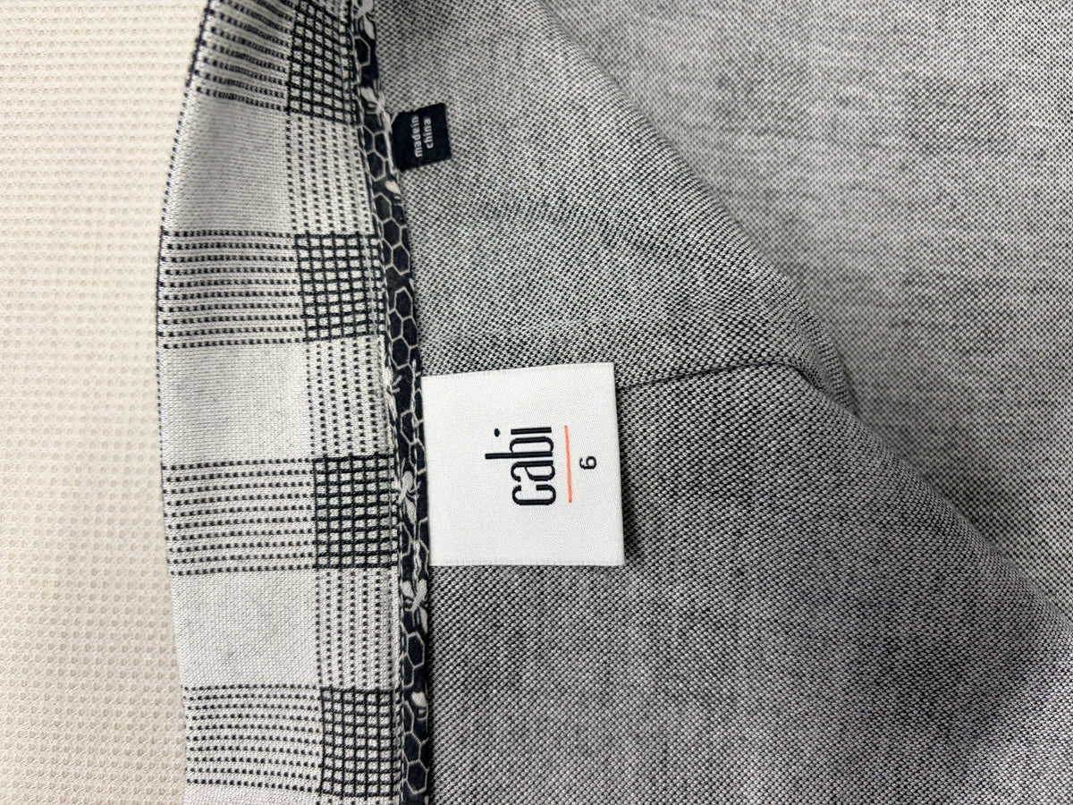 Cabi Valentina Gray and White Plaid Faux Wrap Pencil Skirt Women's - Image 5