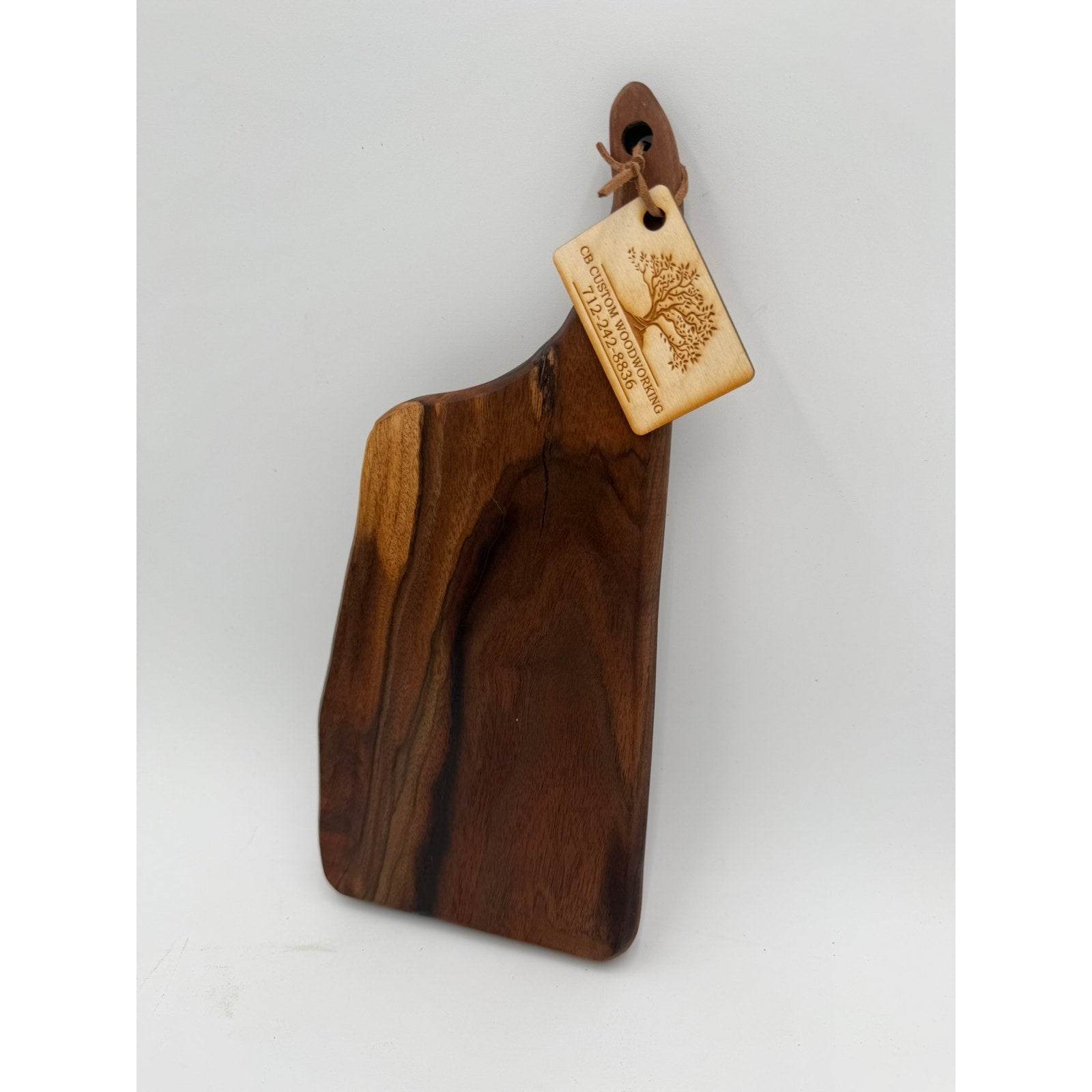 Walnut Charcuterie Board with Offset Handle, 12.25 x 5.5 x 1, serving tray, cheese board, beautiful grain, handmade