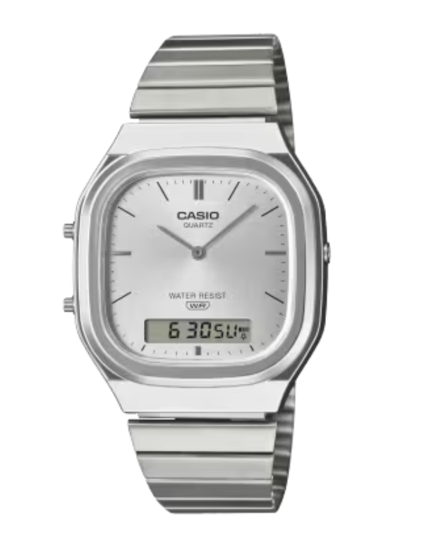 Casio AQ-240E-7A Silver Analog-Digital Stainless Steel Watch - Image 1