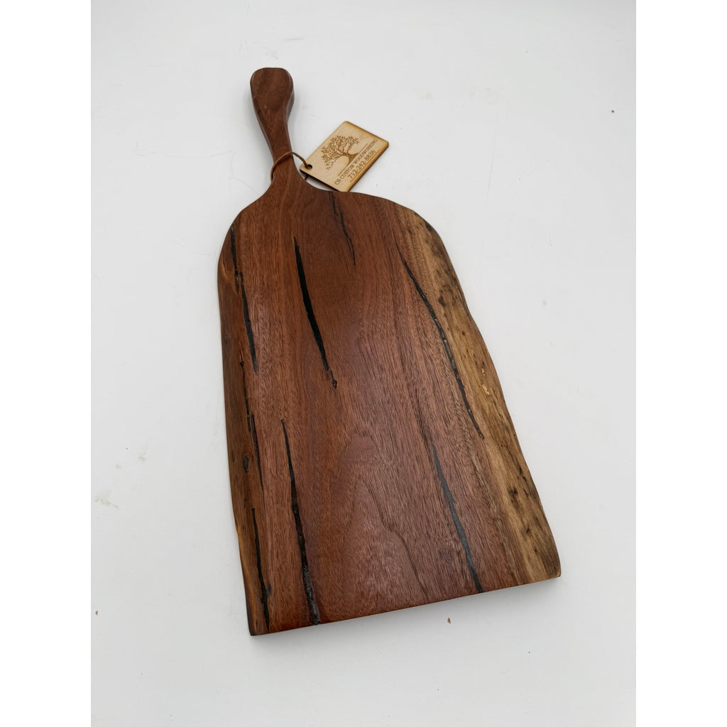 Live Edge Walnut Charcuterie Board with Handle, 21 x 9.5 x 1.25 in, serving tray, cheese board, kitchen gift