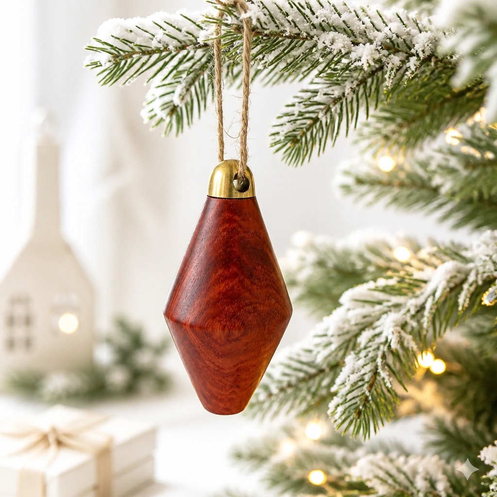 Hand Turned Wooden Christmas Ornament, One of a Kind, Artisan Holiday Decor, 2.5 to 7 Inches