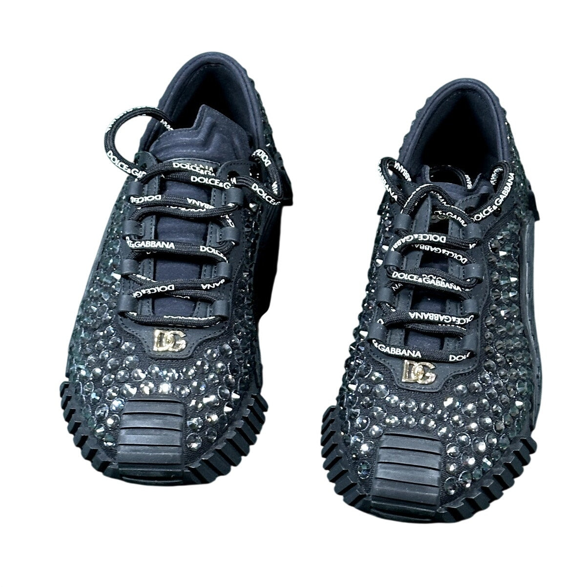 Dolce & Gabbana NS1 Rhinestone Sneakers Black Crystal NIB Size 40.5