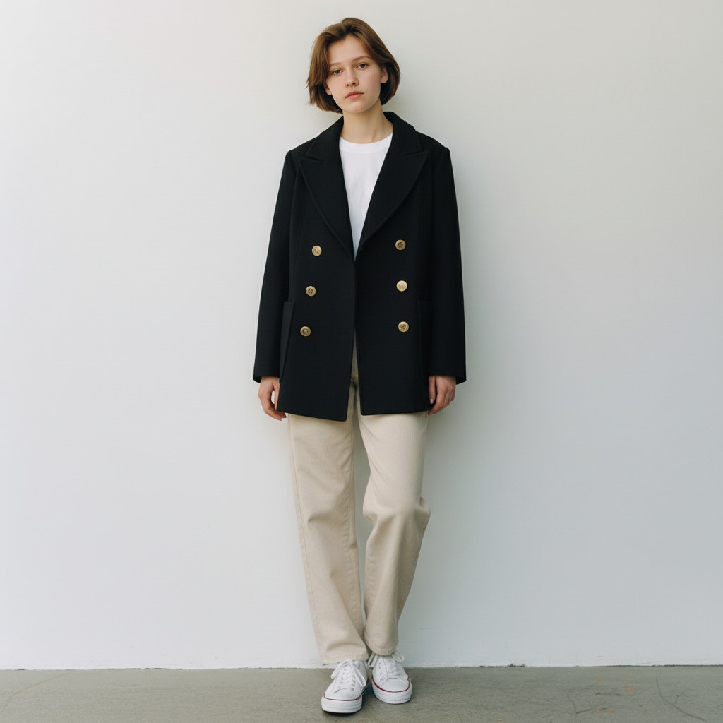 Chloé Black Double Breasted Virgin Wool Coat FR40