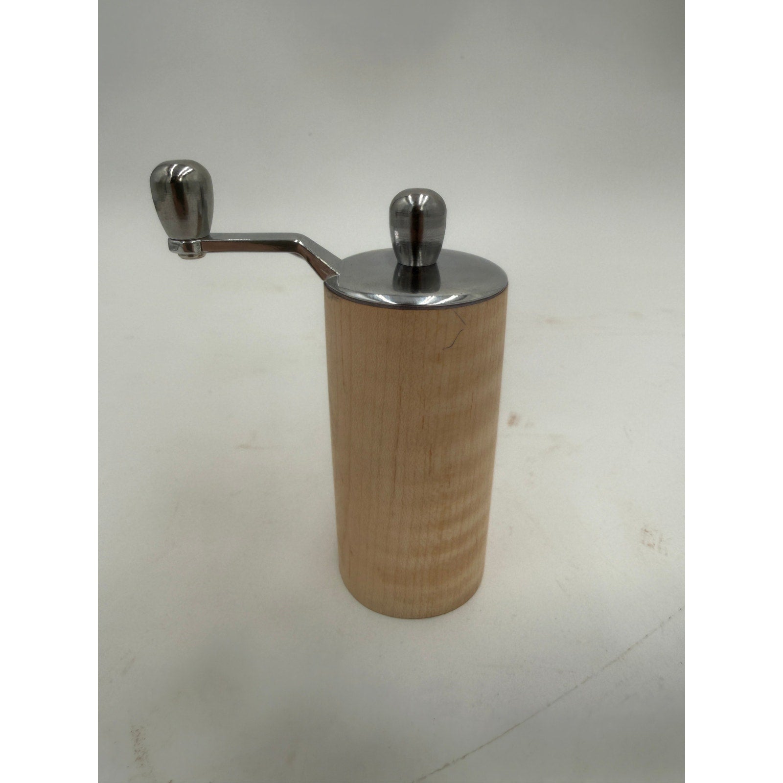 Hand Turned Maple Pepper Grinder, Stainless Steel, 1 5/8 x 3 1/2 Inch, SKU 1427