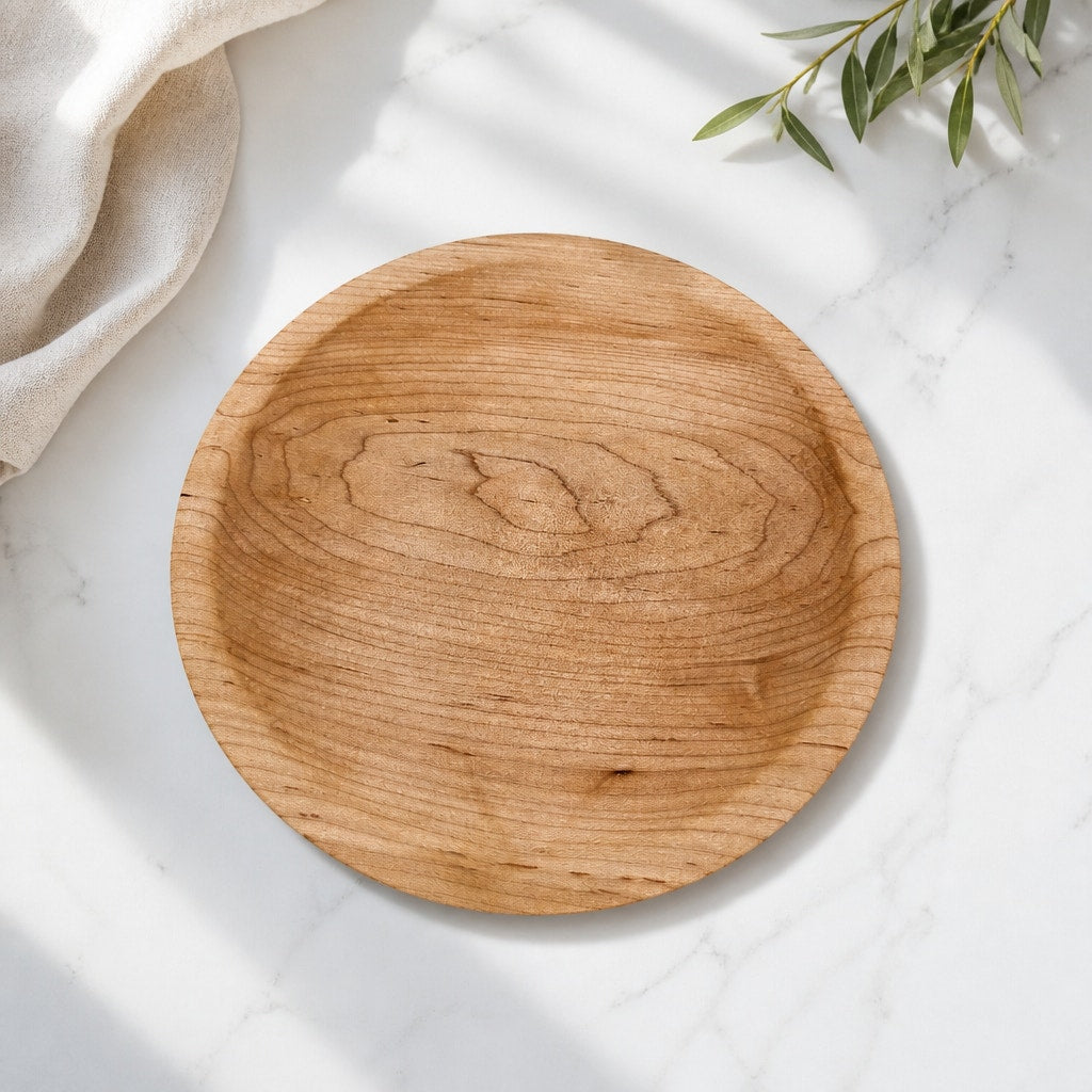 Hand Turned Maple Wood Platter, 10 Inch, Artisan Tableware, Rustic Kitchen Decor