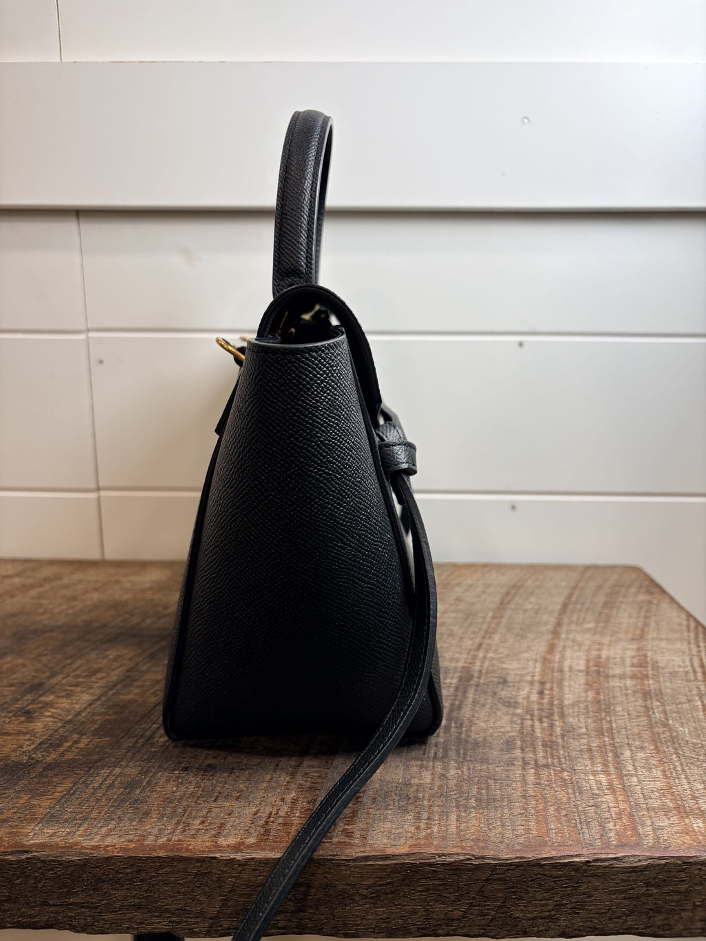 7498 - Celine Micro Belt Leather Shoulder Bag Black - Image 4