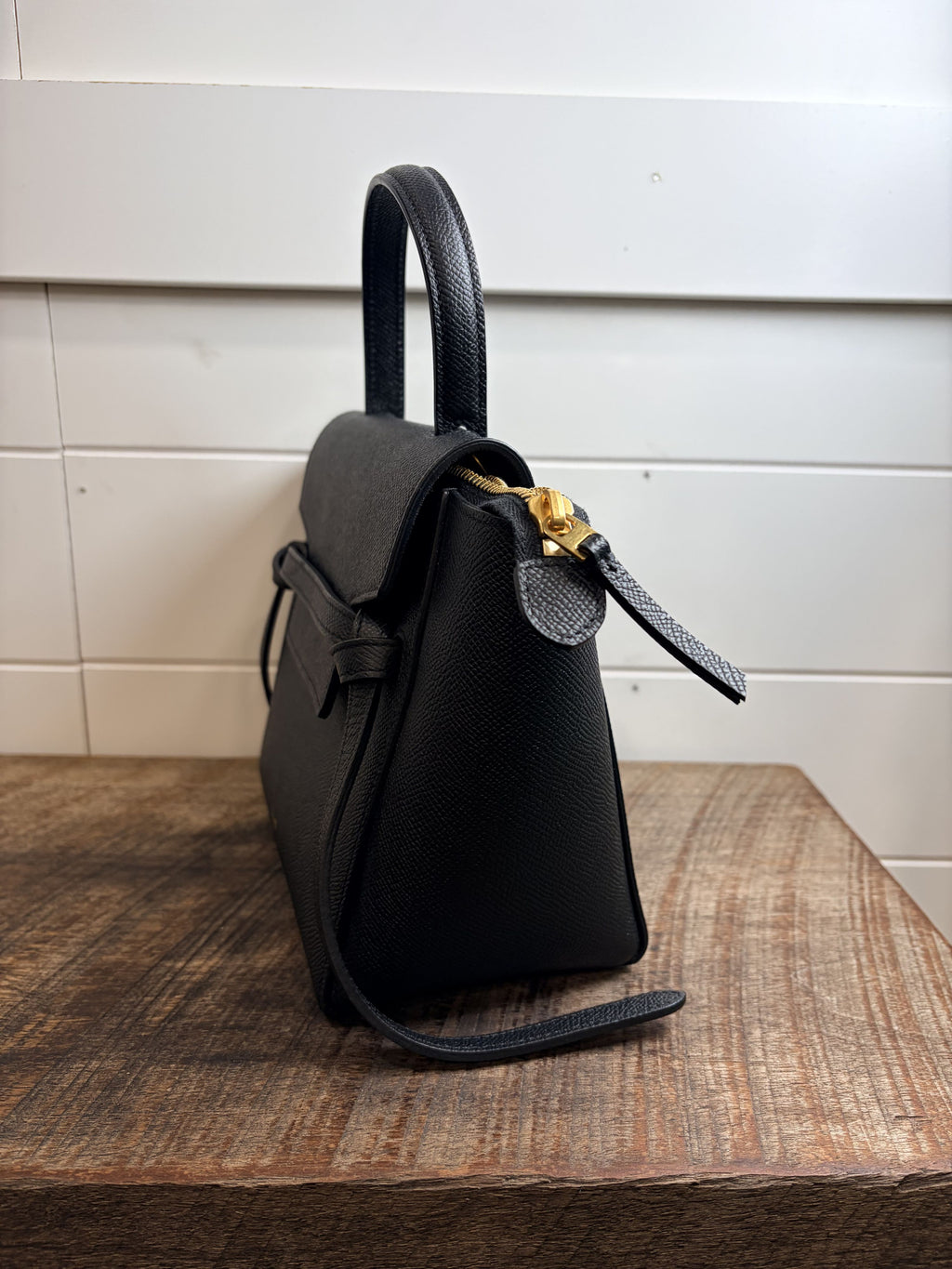 7498 - Celine Micro Belt Leather Shoulder Bag Black - Image 6
