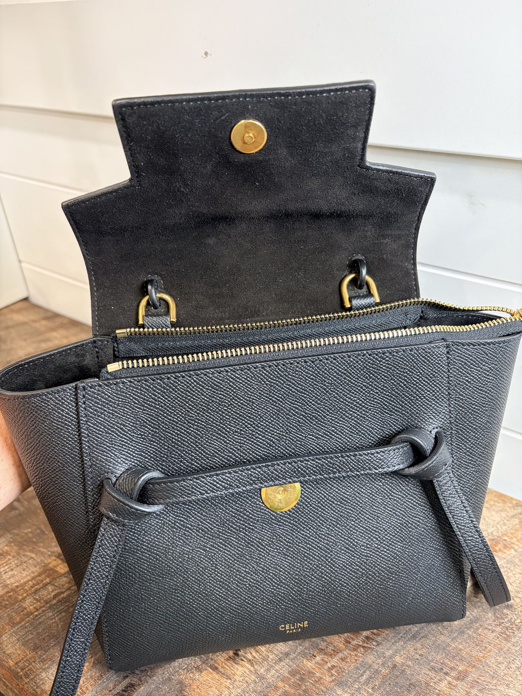 7498 - Celine Micro Belt Leather Shoulder Bag Black - Image 7