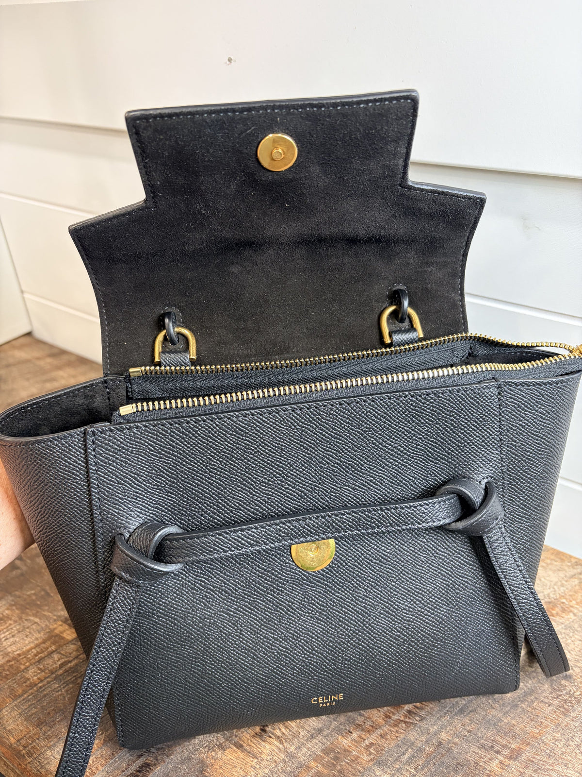 7498 - Celine Micro Belt Leather Shoulder Bag Black - Image 7
