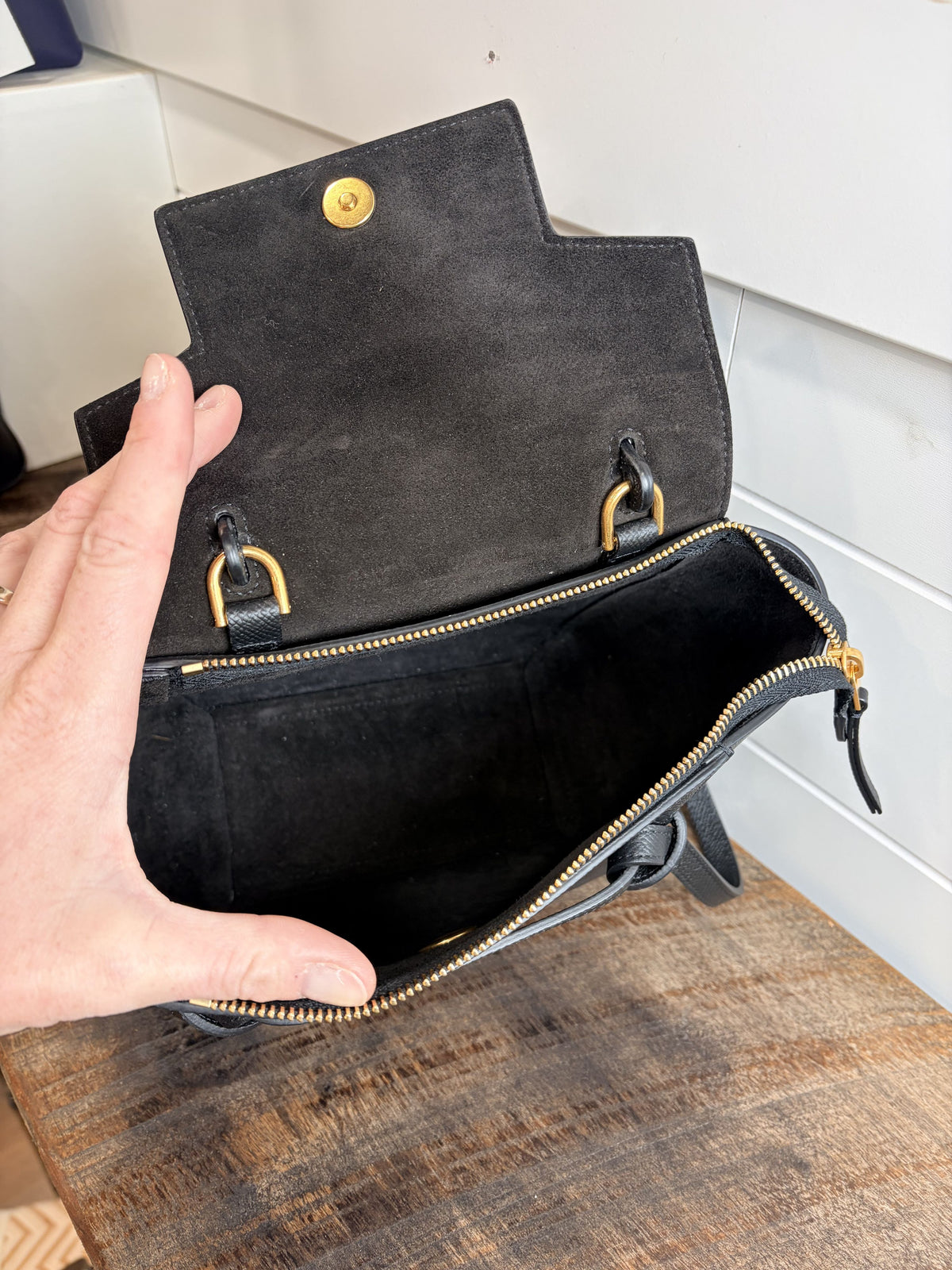 7498 - Celine Micro Belt Leather Shoulder Bag Black - Image 9