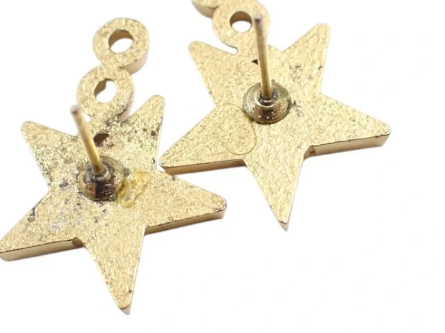7526 Chanel Black Star Stud Earrings Gold-tone - Image 4
