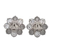 7541 - Chanel CC Flower Earrings in Silver-tone & Crystal - Image 1