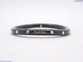 7618 - Chanel Black Resin Rhinestone Logo Bangle Bracelet - Image 1