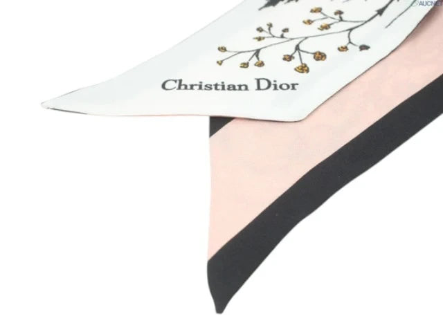 7529 - Christian Dior Mitzah Scarf White & Multicolor Floral - Image 3