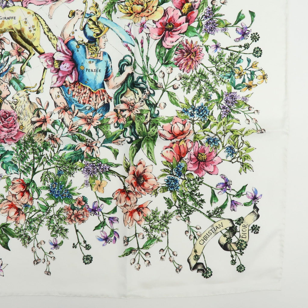 7595 - Christian Dior Silk 100% Pietro Ruffo Scarf Shawl White Multicolor - Image 3