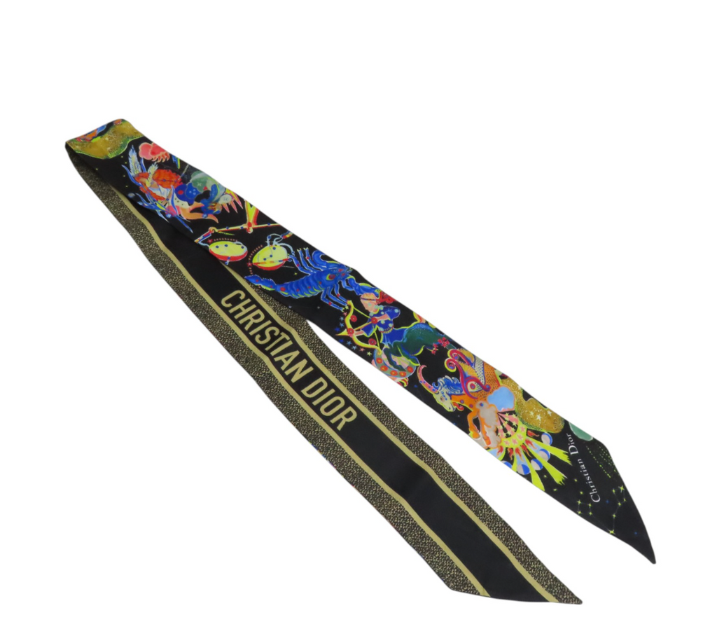 7697 - Christian Dior Mitzah Zodiac Twilly Scarf 100% Silk - Image 1