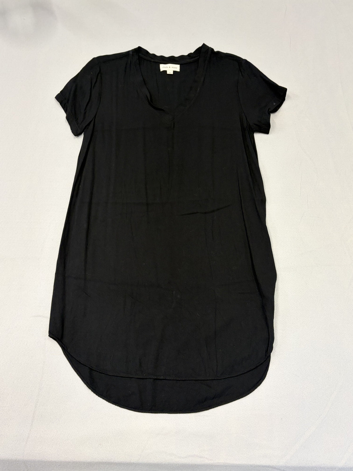 Cloth and Stone Black V-neck Short Sleeve Tunic Top M High Low Hem Women's - Image 1