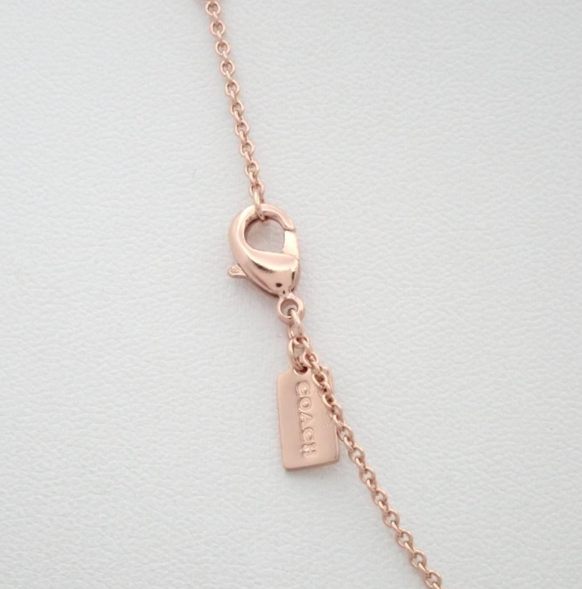 Coach Heart Pavé Pendant Necklace Rose Gold - NIB - Image 3