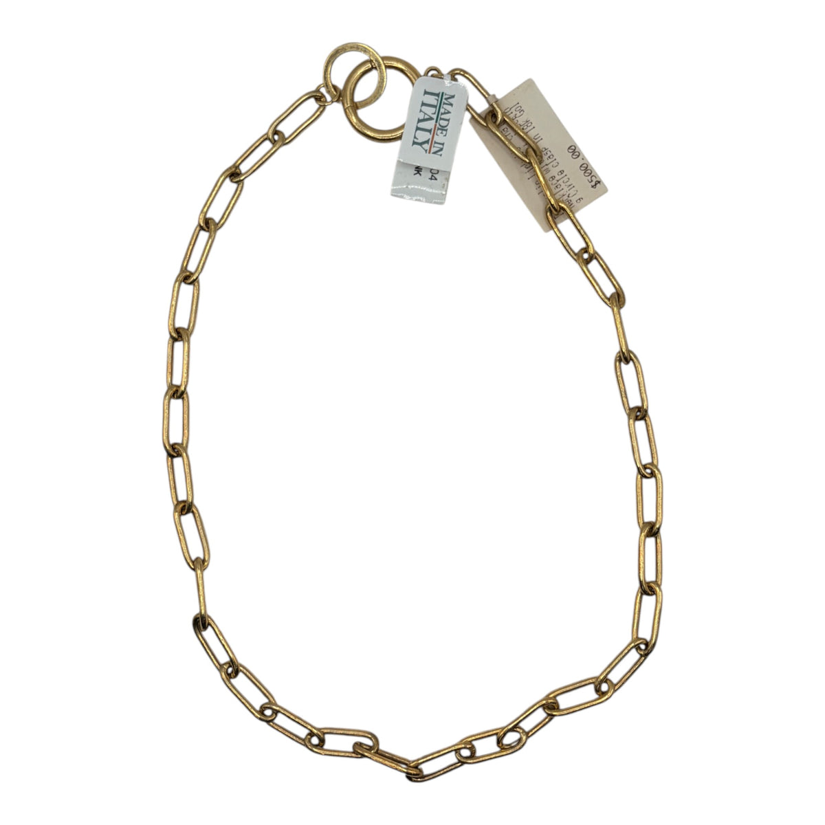 CURATED by Kira Italian Gold 18k paperclip chain necklace in polished gold with original tags attached