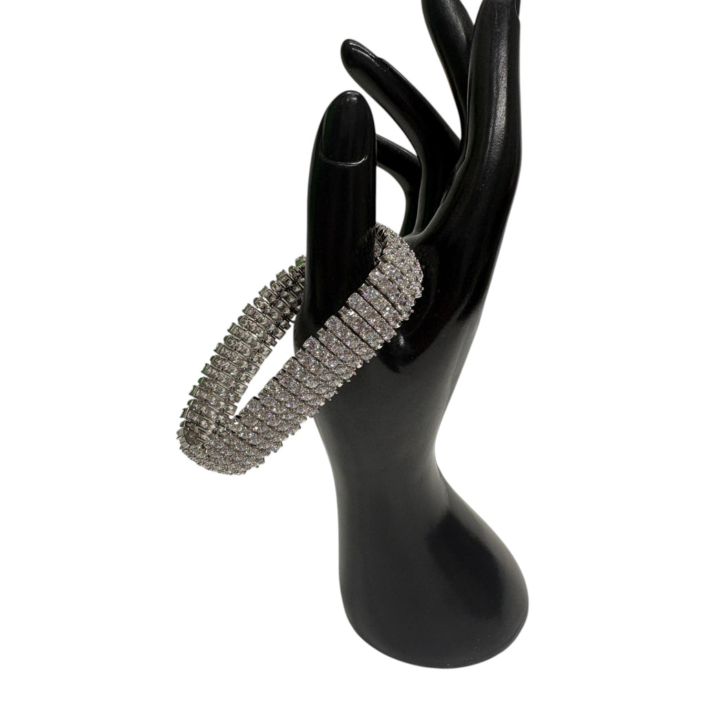 CURATED by Kira wide 5-row sterling silver tennis bracelet featuring sparkling round-cut cubic zirconia stones