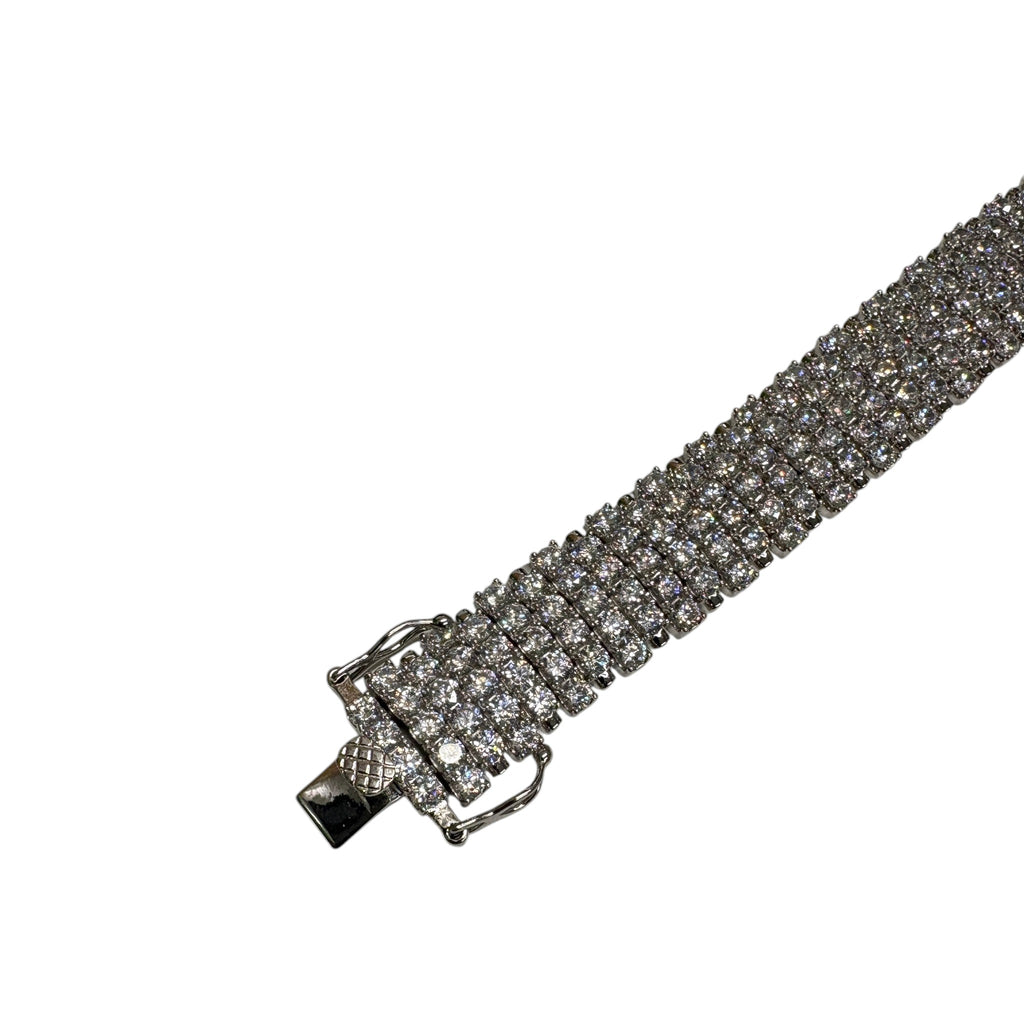 CURATED by Kira wide 5-row sterling silver tennis bracelet featuring round-cut cubic zirconia and a secure box lock.