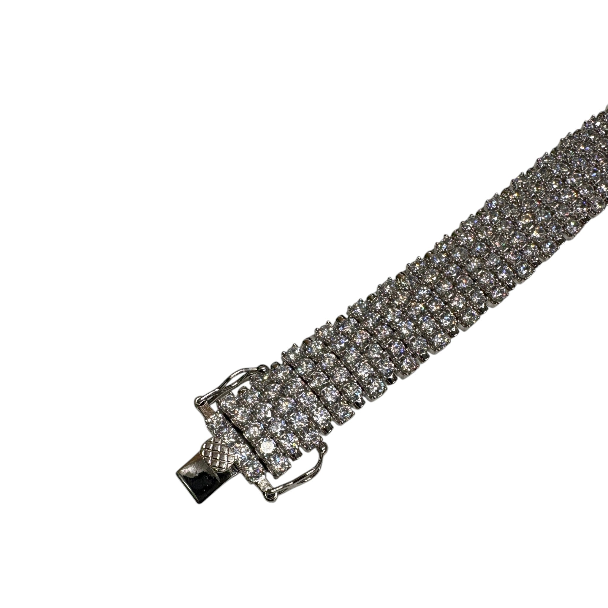 CURATED by Kira wide 5-row sterling silver tennis bracelet featuring round-cut cubic zirconia and a secure box lock.